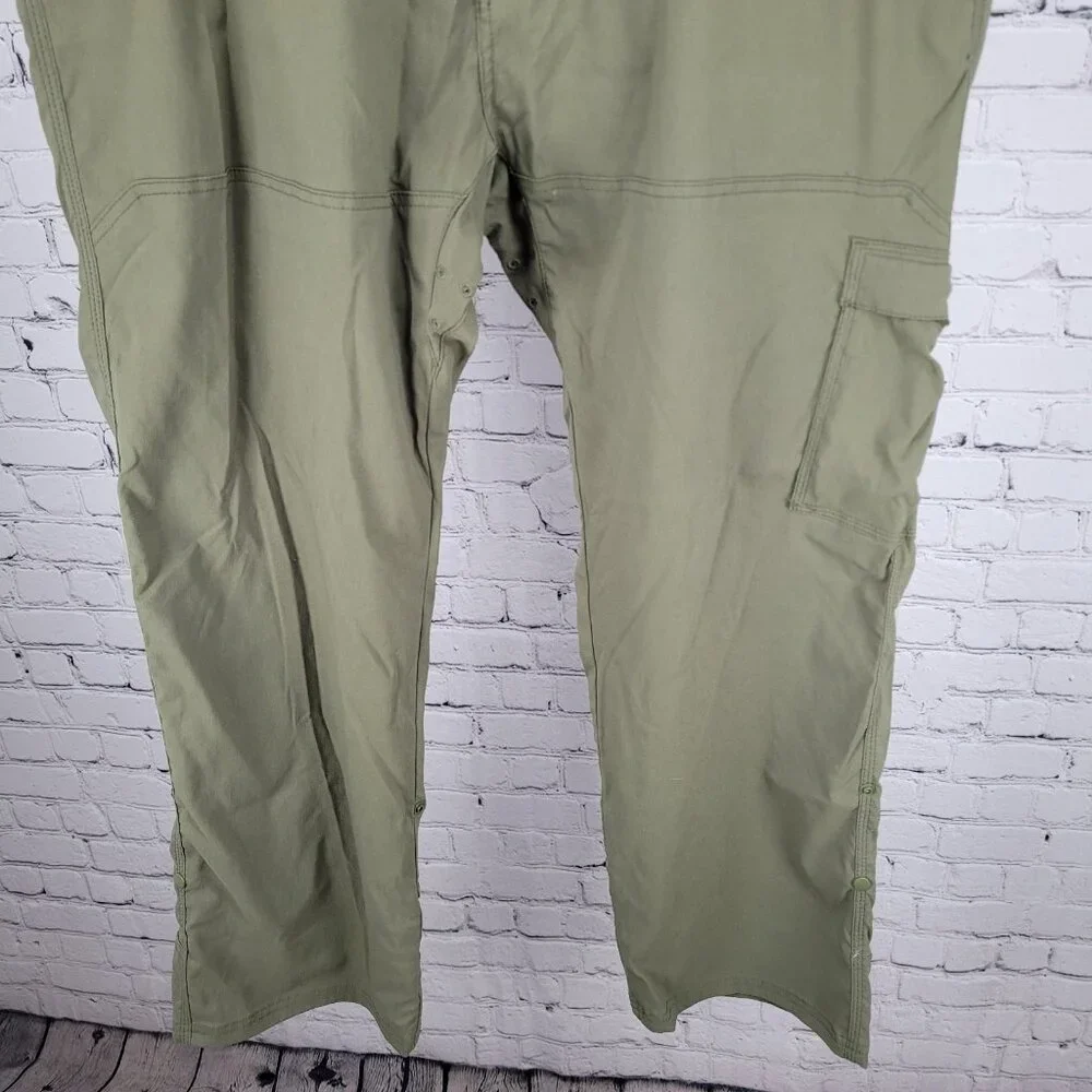 PrAna Green Breathe Nylon Stretch Lightweight Snap Cuff Cargo Pants Size (40x30)